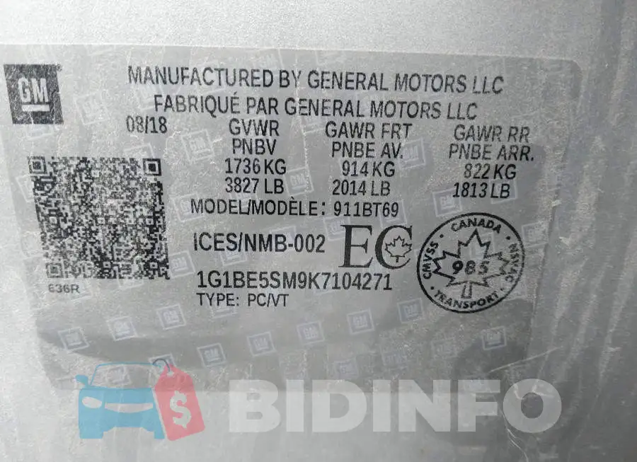 1G1BE5SM9K7104271 Photo# 9