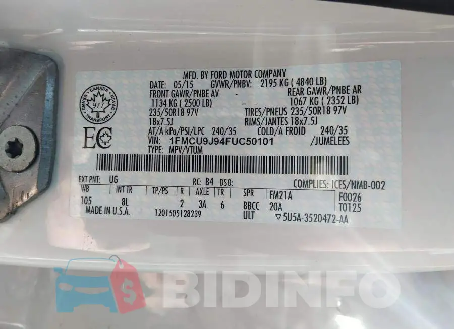 1FMCU9J94FUC50101 Photo# 9