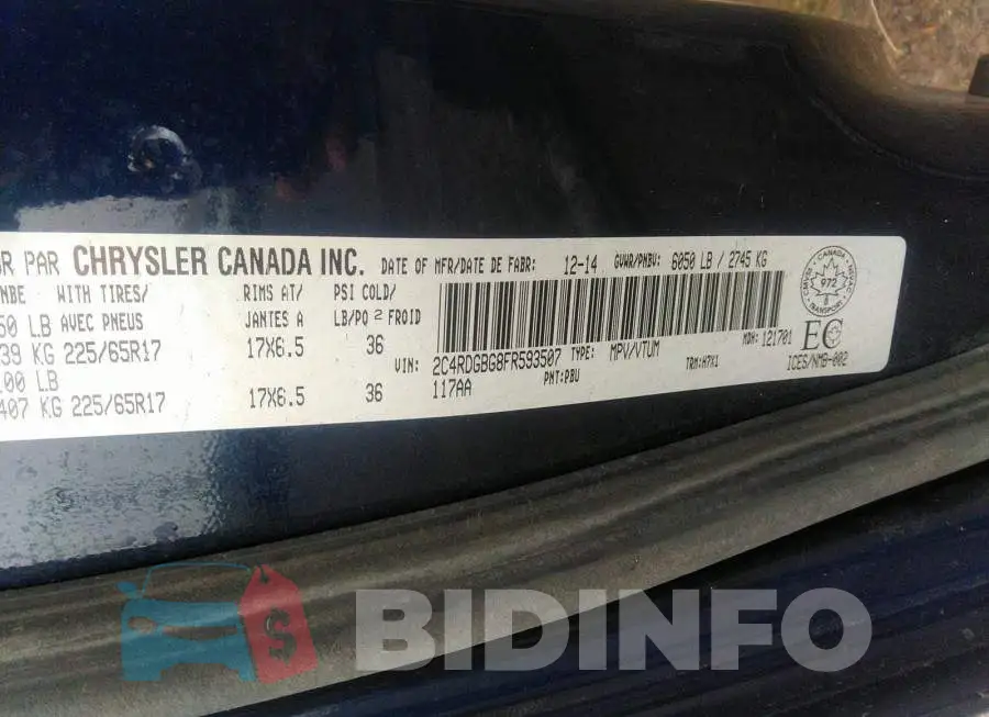 2C4RDGBG8FR593507 Photo# 9