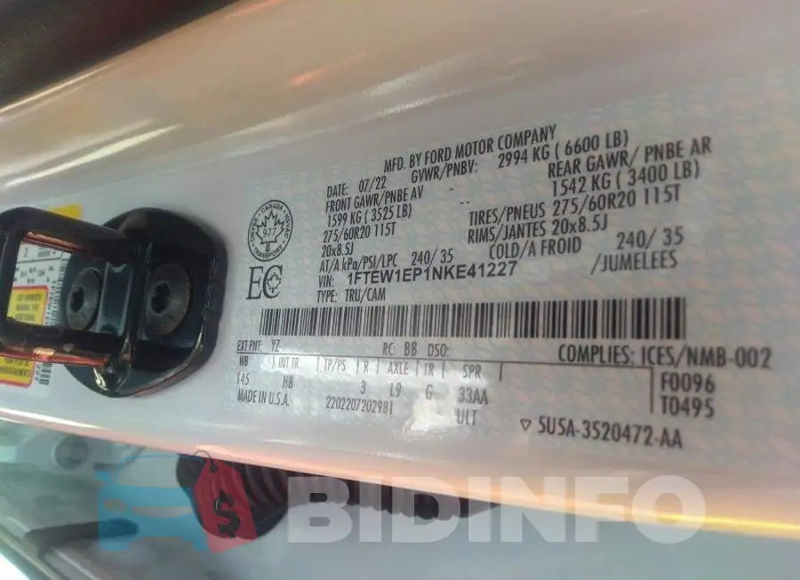 1FTEW1EP1NKE41227 Photo# 9
