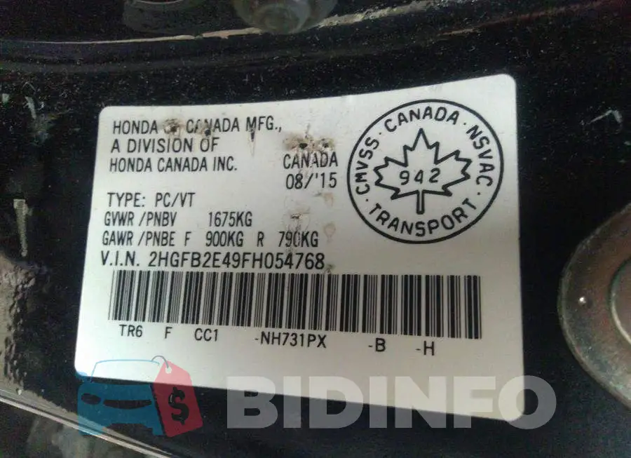 2HGFB2E49FH054768 Photo# 9