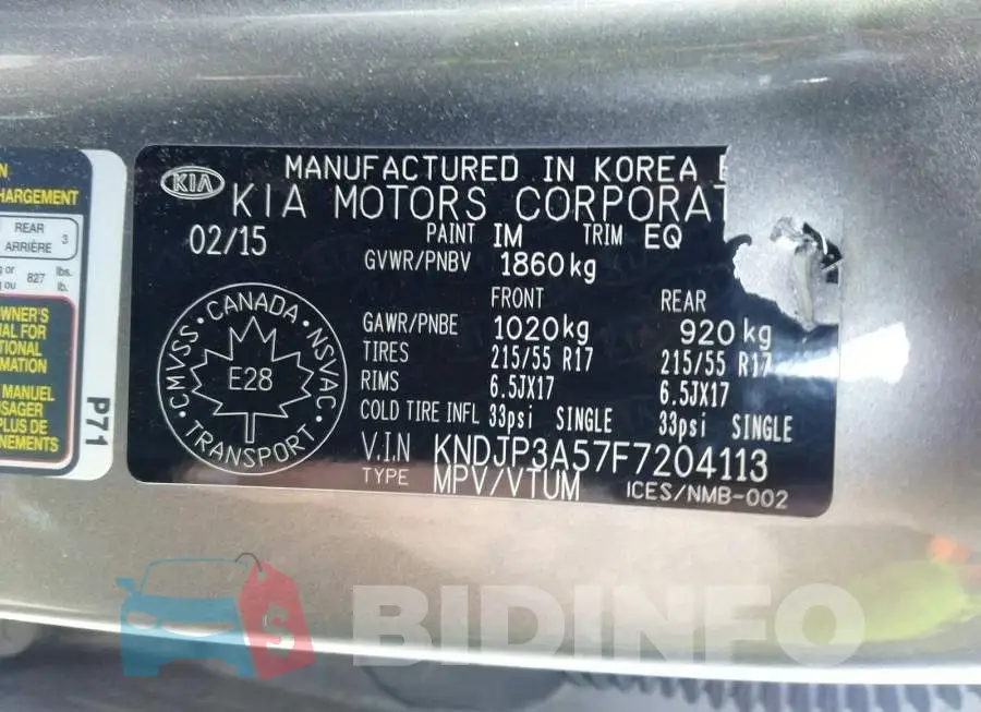 KNDJP3A57F7204113 Photo# 9