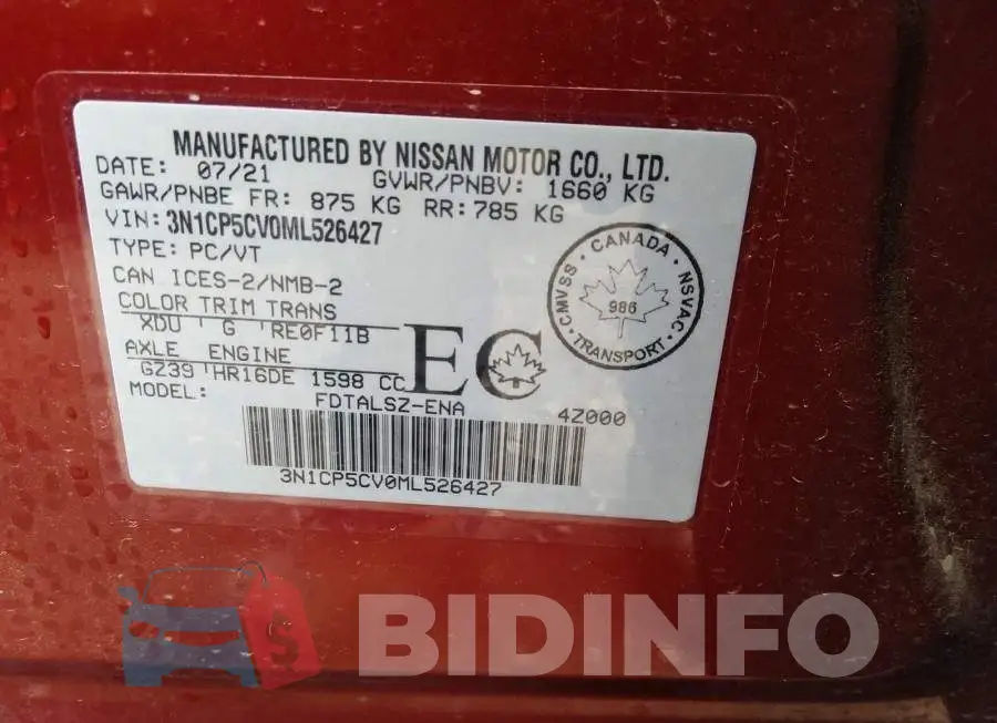 3N1CP5CV0ML526427 Photo# 9