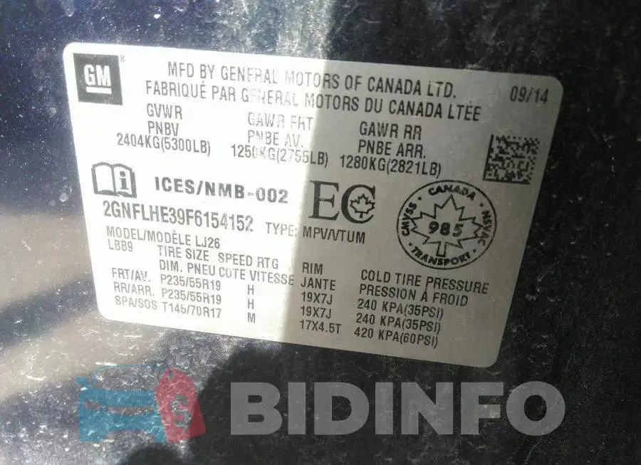 2GNFLHE39F6154152 Photo# 9