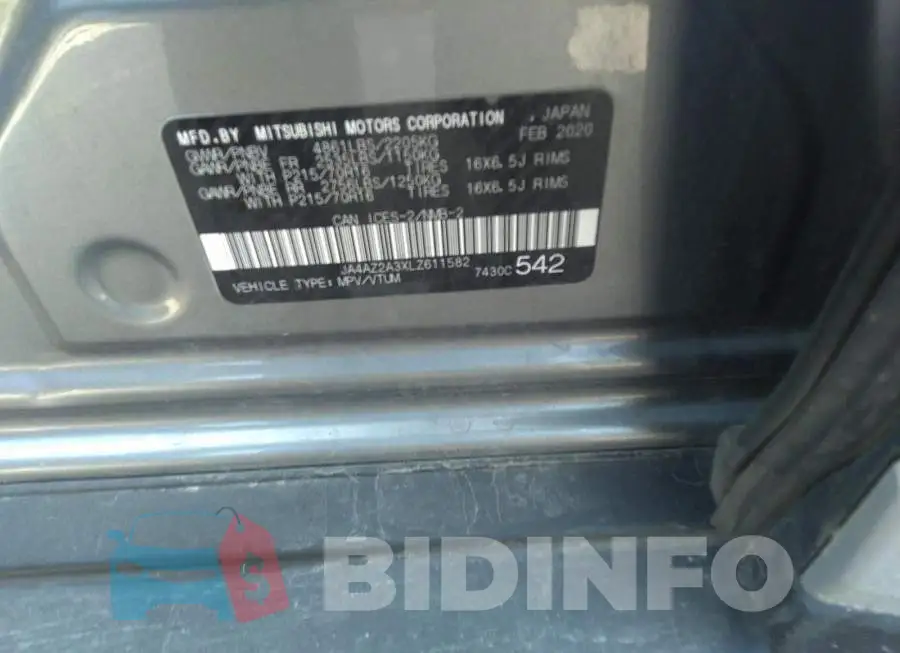 JA4AZ2A3XLZ611582 Photo# 9 JA4AZ2A3XLZ611582 Photo# 9