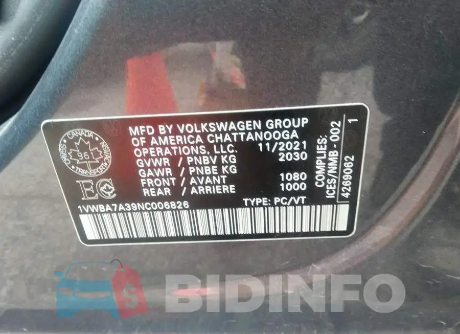 1VWBA7A39NC006826 Photo# 9