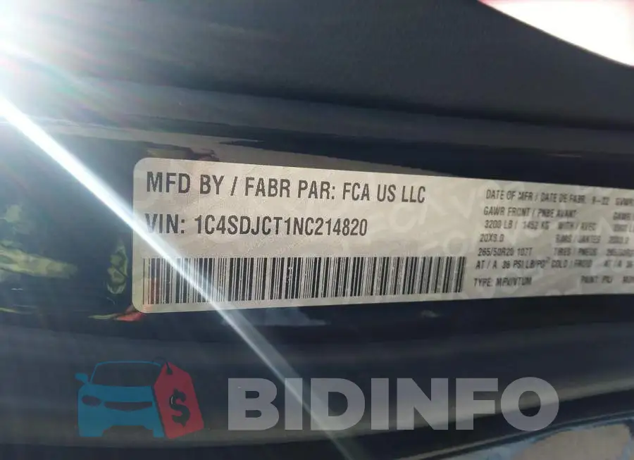 1C4SDJCT1NC214820 Photo# 9