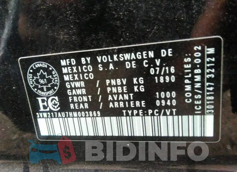 3VW217AU7HM003869 Photo# 9