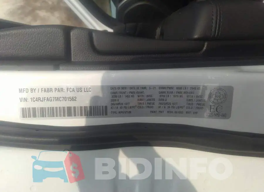 1C4RJFAG7MC701562 Photo# 9