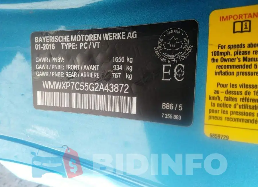 WMWXP7C55G2A43872 Photo# 9