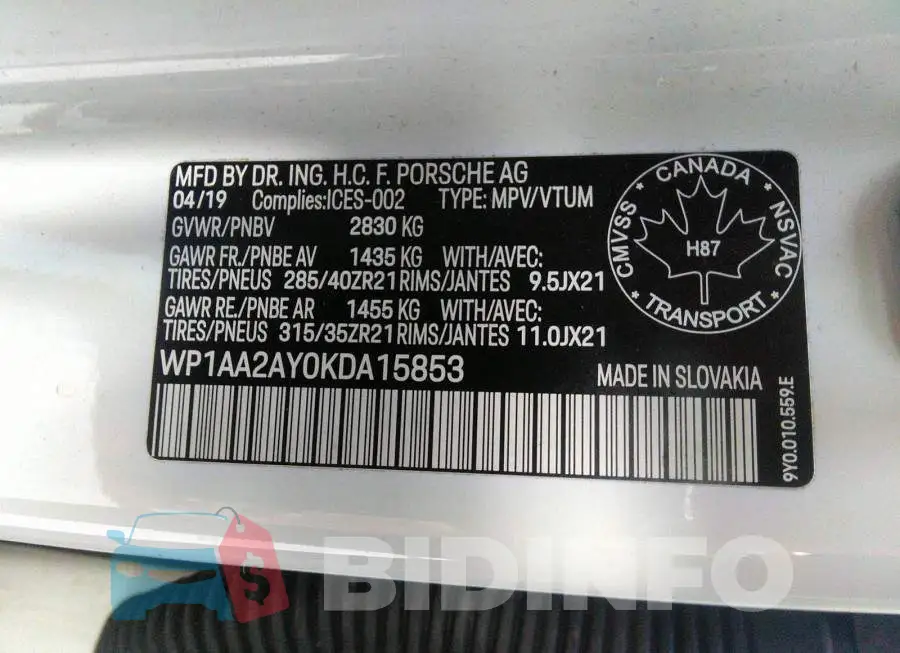 WP1AA2AY0KDA15853 Photo# 9