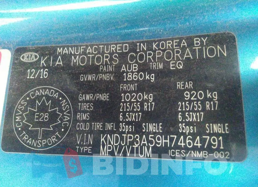 KNDJP3A59H7464791 Photo# 9