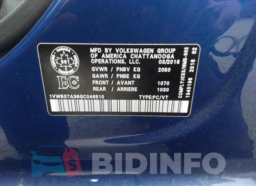 1VWBS7A36GC046510 Photo# 9