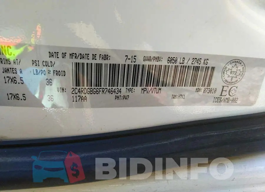 2C4RDGBG6FR746434 Photo# 9