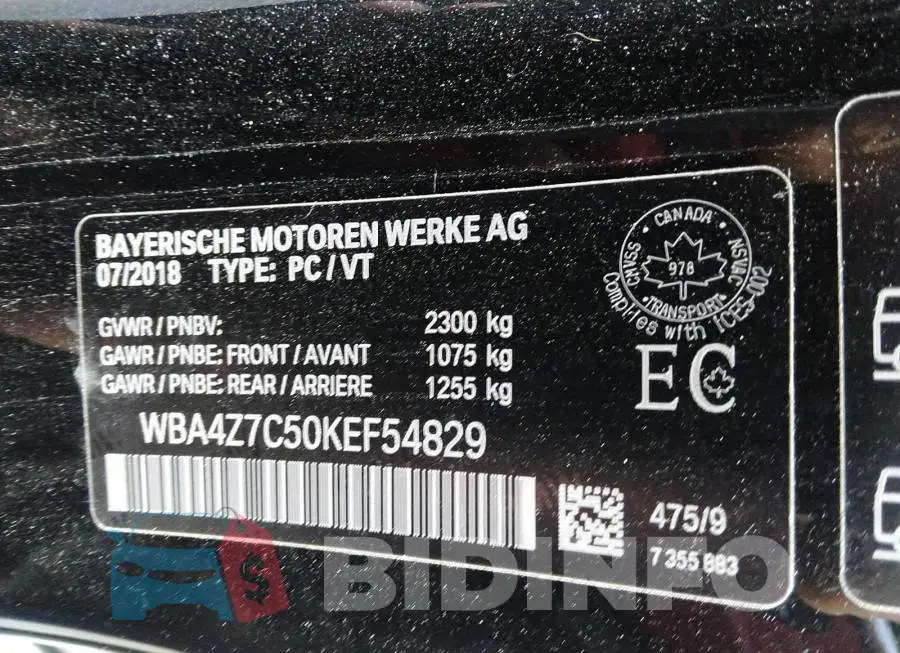 WBA4Z7C50KEF54829 Photo# 9