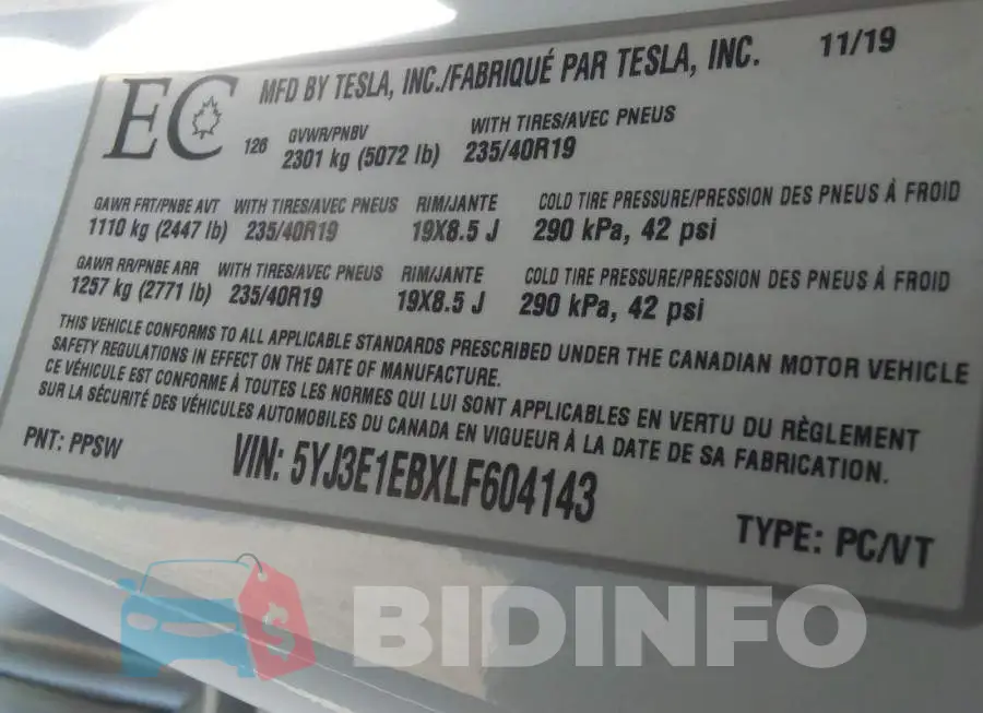 5YJ3E1EBXLF604143 Photo# 9