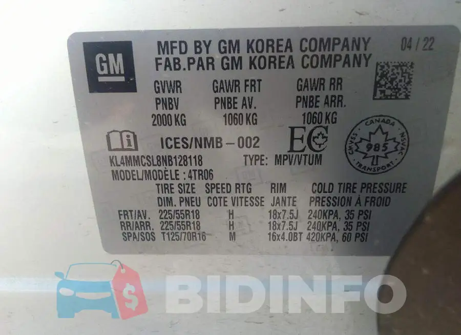 KL4MMCSL8NB128118 Photo# 9