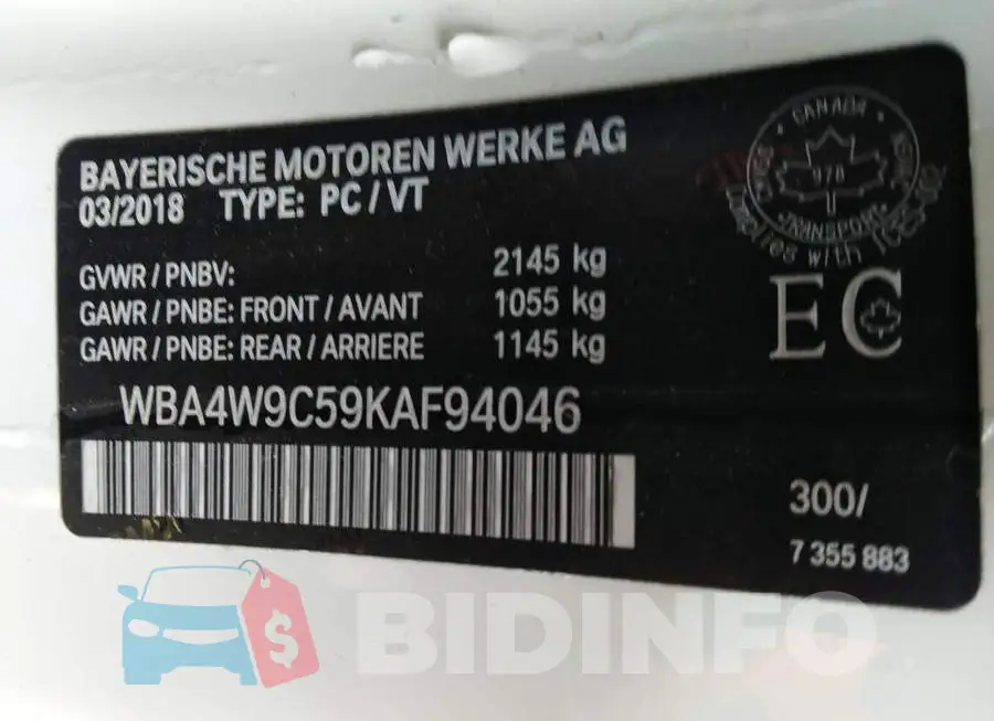 WBA4W9C59KAF94046 Photo# 9