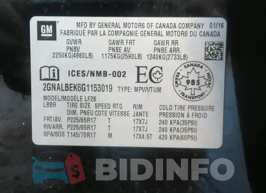 2GNALBEK6G1153019 Photo# 9