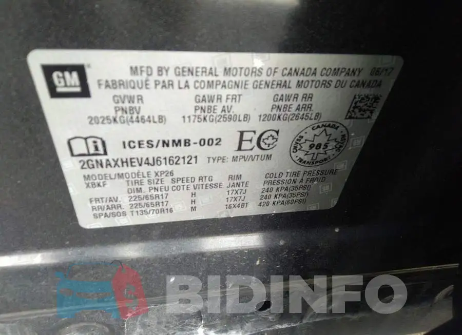 2GNAXHEV4J6162121 Photo# 9
