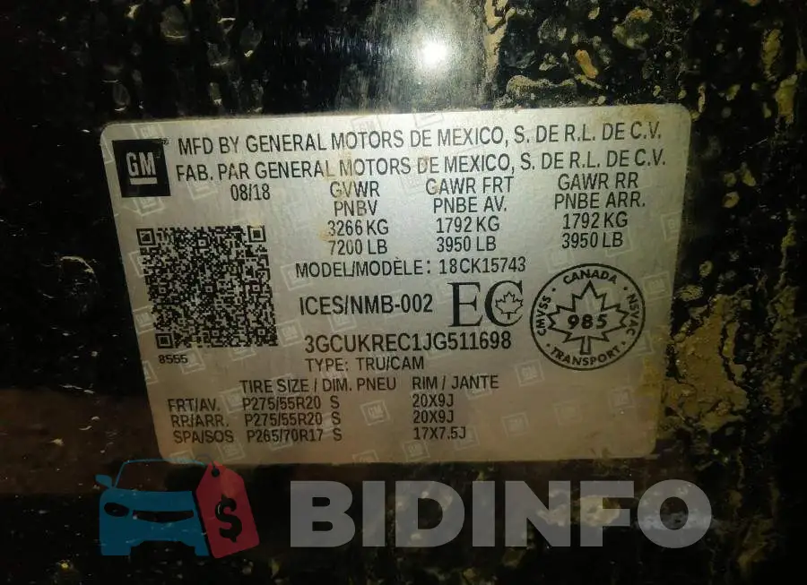 3GCUKREC1JG511698 Photo# 9