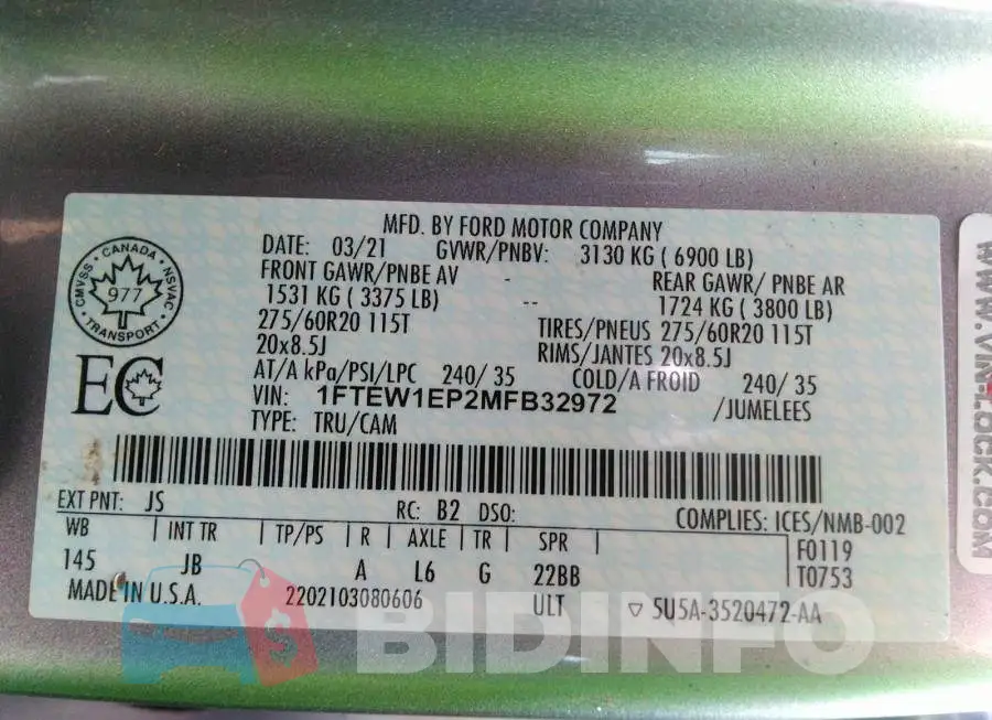 1FTEW1EP2MFB32972 Photo# 9