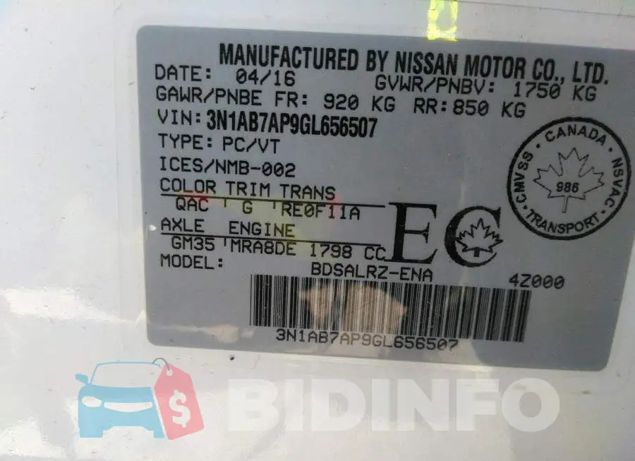 3N1AB7AP9GL656507 Photo# 9