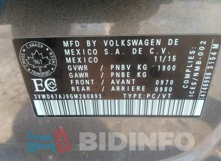 3VWD67AJ9GM280893 Photo# 9