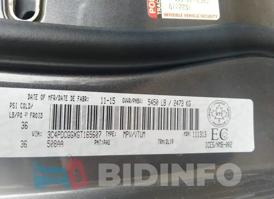 3C4PDCGGXGT165607 Photo# 9