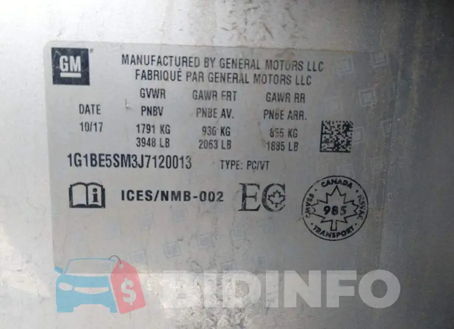1G1BE5SM3J7120013 Photo# 9