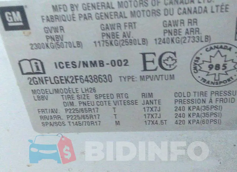 2GNFLGEK2F6438630 Photo# 9