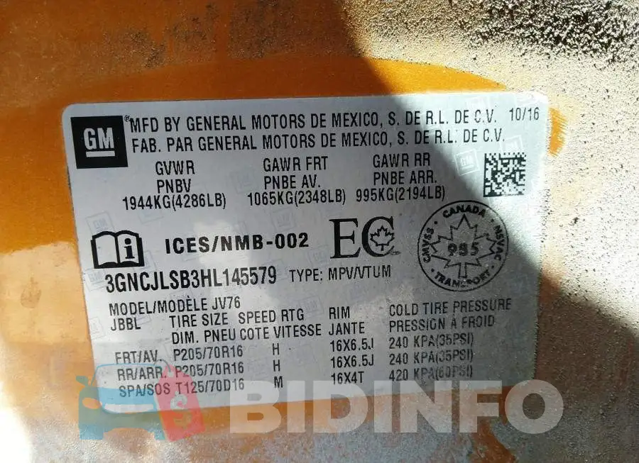 3GNCJLSB3HL145579 Photo# 9