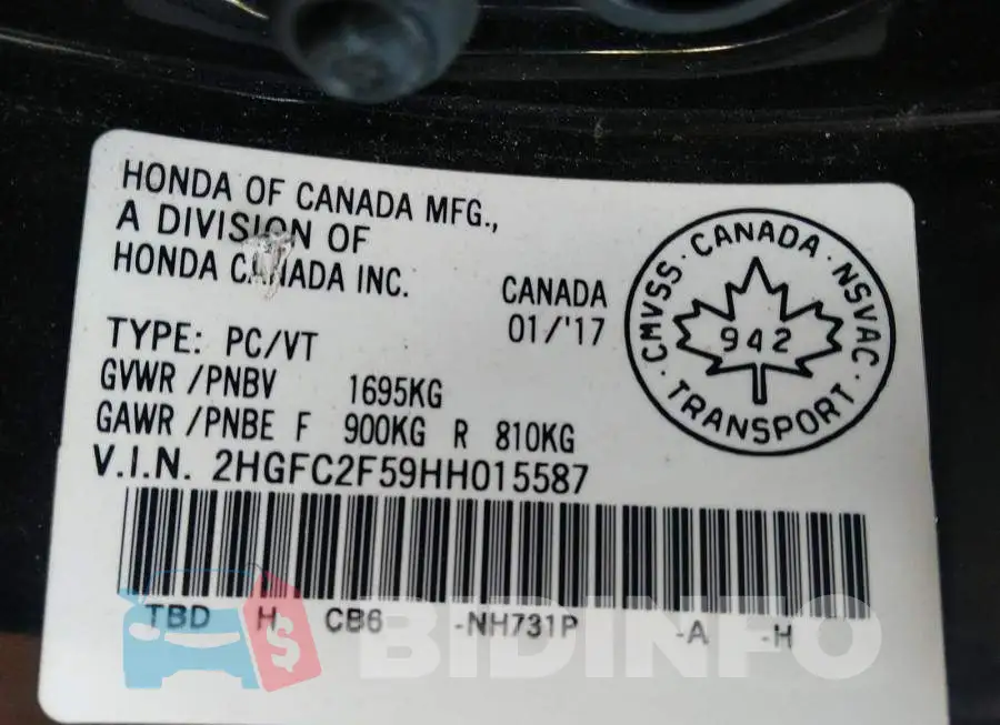 2HGFC2F59HH015587 Photo# 9