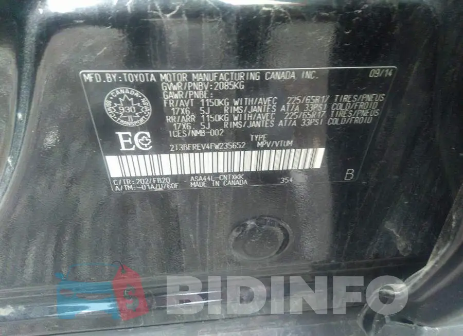 2T3BFREV4FW235652 Photo# 9
