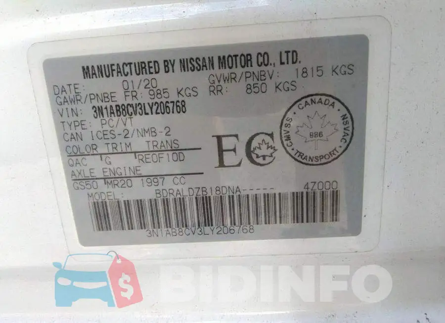 3N1AB8CV3LY206768 Photo# 10