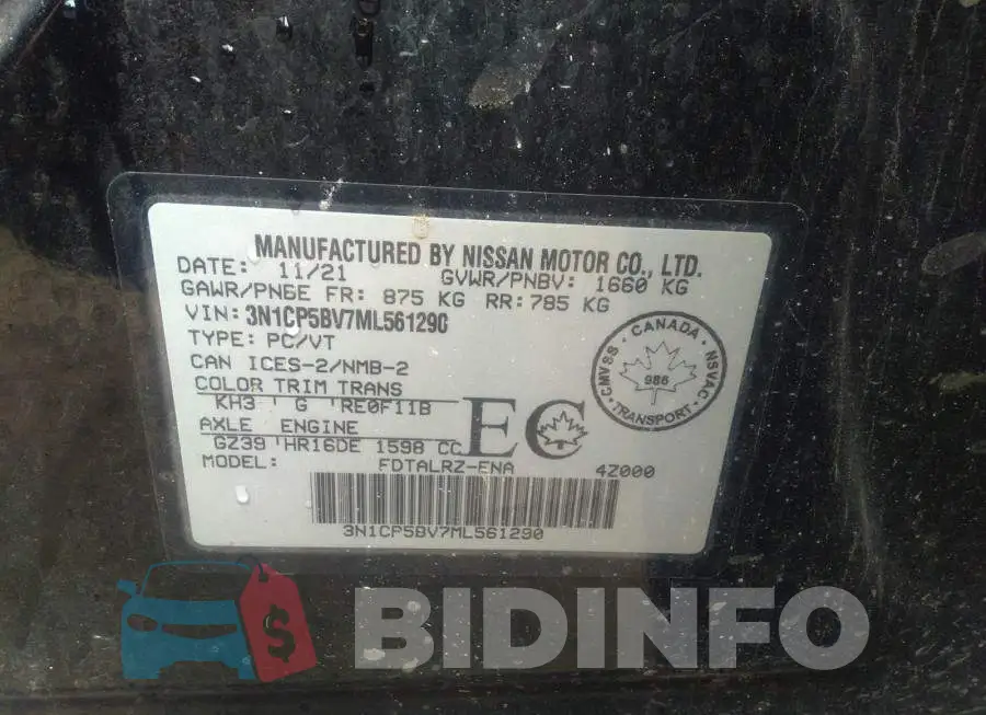 3N1CP5BV7ML561290 Photo# 9