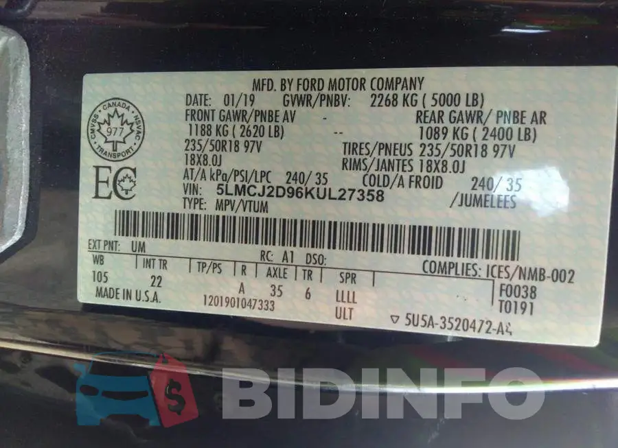 5LMCJ2D96KUL27358 Photo# 9