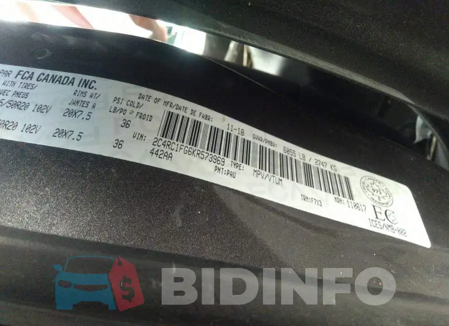 2C4RC1FG6KR573969 Photo# 9