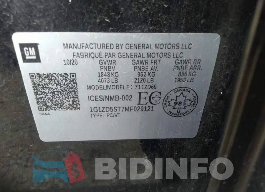 1G1ZD5ST7MF029121 Photo# 9