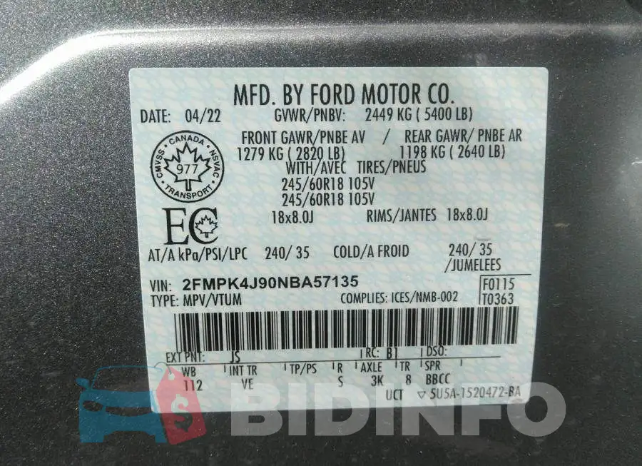 2FMPK4J90NBA57135 Photo# 9