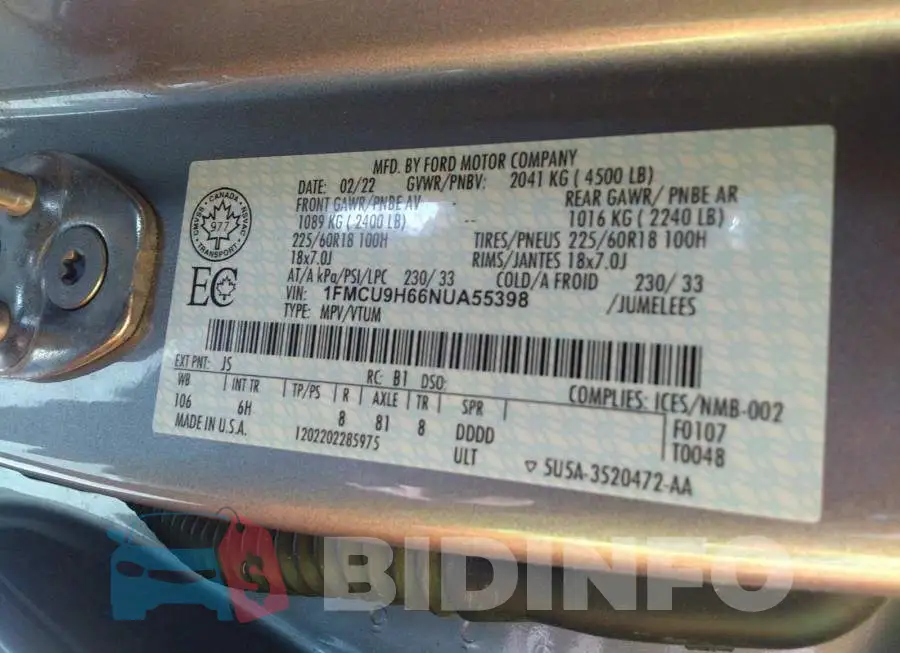 1FMCU9H66NUA55398 Photo# 9