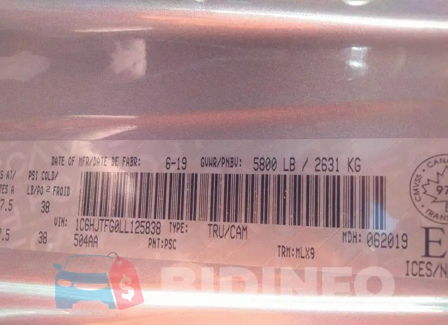 1C6HJTFG0LL125838 Photo# 9