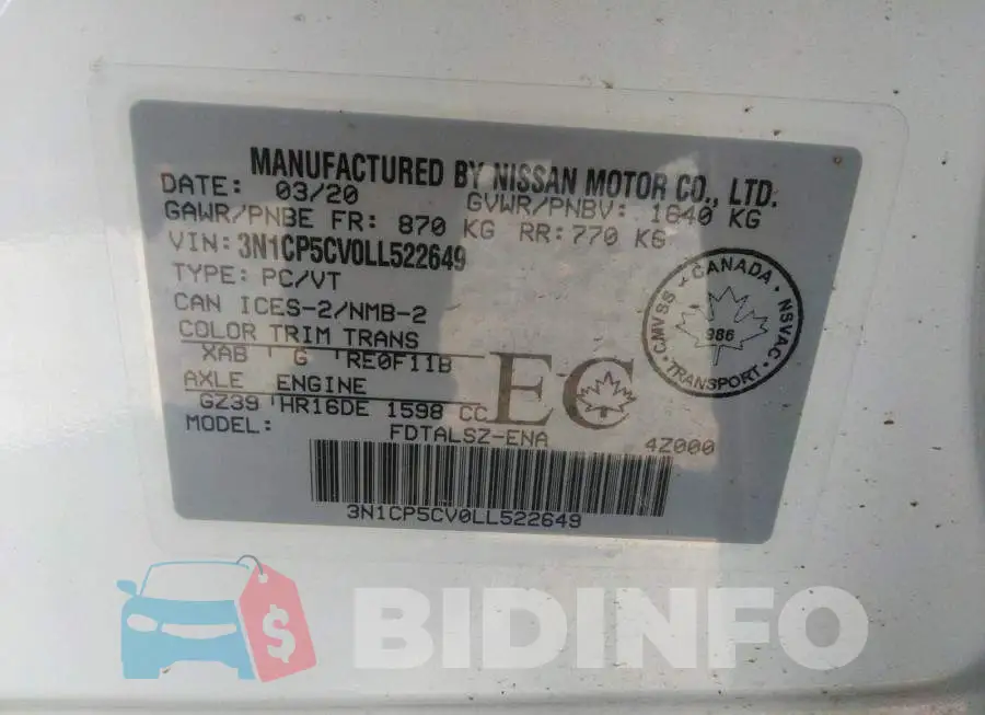 3N1CP5CV0LL522649 Photo# 9