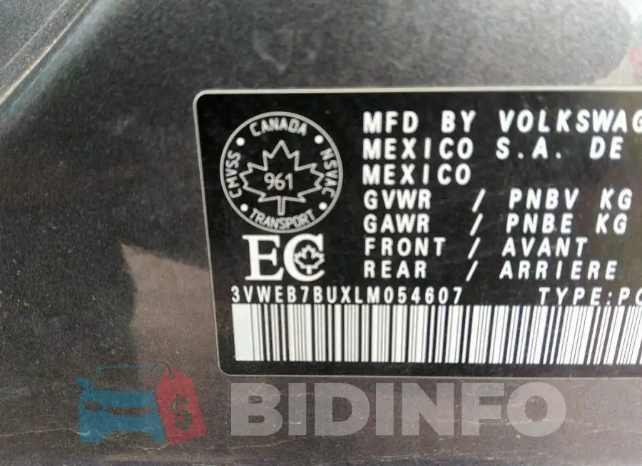 3VWEB7BUXLM054607 Photo# 9