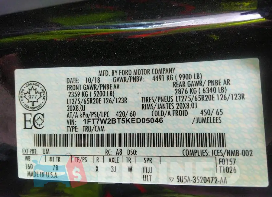 1FT7W2BT5KED05046 Photo# 9