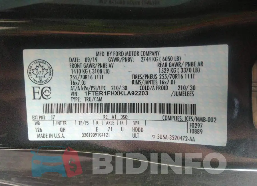 1FTER1FHXKLA92203 Photo# 9