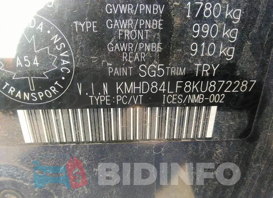 KMHD84LF8KU872287 Photo# 9