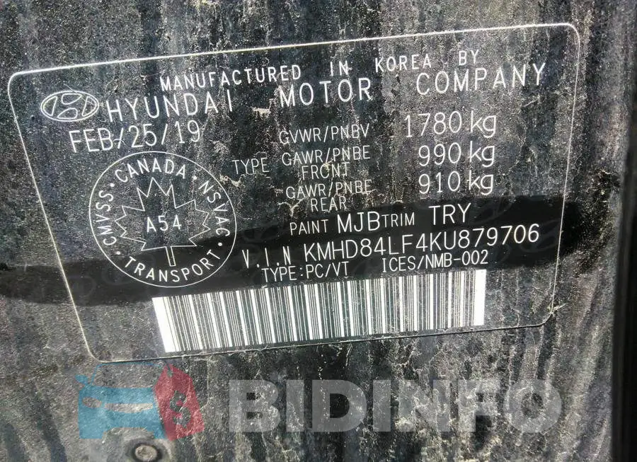KMHD84LF4KU879706 Photo# 9