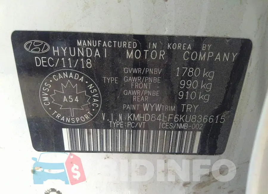 KMHD84LF6KU836615 Photo# 9