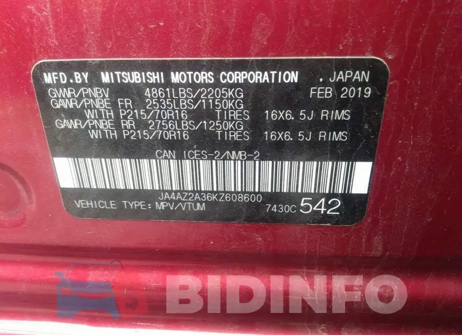 JA4AZ2A36KZ608600 Photo# 9